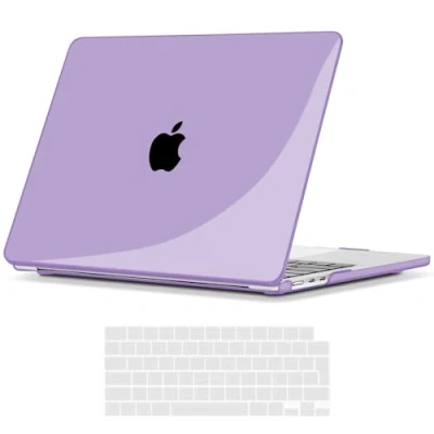 Abbildung von TECOOL Hülle für MacBook Air 13.6 Zoll M3 M2 2024 A3113 u. 2022 A2681, Ultradünne Schutzhülle Hartschale Case EU QWERTZ Tastaturschutz, Kristall Weiches Lila