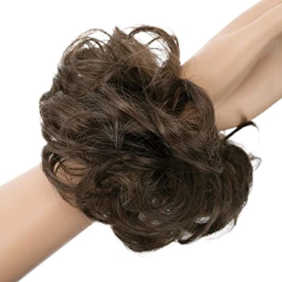 Abbildung von CAISHA Haarteil Haargummi Hochsteckfrisuren Brautfrisuren Voluminös Gelockt Unordentlich Dutt Kunstfaser DM15cm Braun Mix G26A