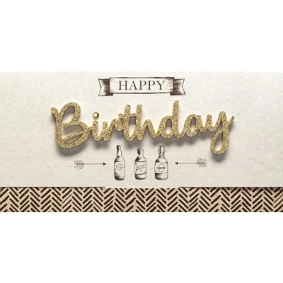 Abbildung von Perleberg Geburtstagskarte Lettering Surprise Happy Birthday, Flaschen 11 x 22 cm