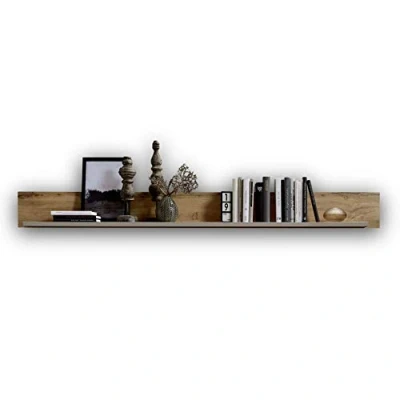 Abbildung von Stella Trading FUN PLUS 2 Wandboard in Eiche Optik &amp; Basalt Dekor hochwertiges vielseitig einsetzbares Wandregal 180 x 18 22 cm (B/H/T)