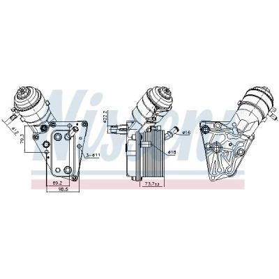 Abbildung von NISSENS 91347 Ölkühler mit Ölfiltergehäuse Filter OPEL: Zafira B, Astra H Caravan, Hatchback, SAAB: 9 3 Estate