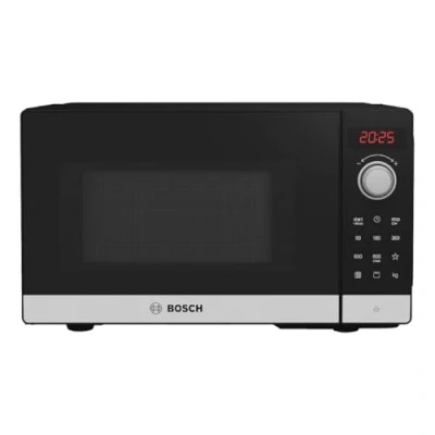 Abbildung von Bosch Hausgeräte FEL023MS2 Serie 2 Mikrowelle, 26 x 44 cm, 800 W, Drehteller 27 Türanschlag Links, AutoPilot 8 Automatikprogramme, Reinigungsunterstützung, LED Touchdisplay, Edelstahl