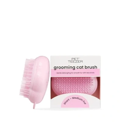 Abbildung von Pet Teezer Tangle Katzenpflegebürste kurzes, mittleres Haar weiche Borsten zum Entwirren von Knoten Rosa