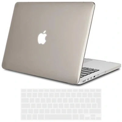 Abbildung von TECOOL Hülle Kompatibel mit Alten MacBook Pro 13 Zoll 2015 2014 2013 2012 Freisetzung (A1425 A1502), Ultradünn Hartschale Schutzhülle Transparent Case Cover + EU Tastaturschutz, kristallgrau