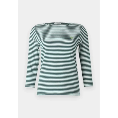 Abbildung von TOM Tailor Striped LONG Sleeve Langarmshirt, Damen, Größe: Small, Deep green/off white