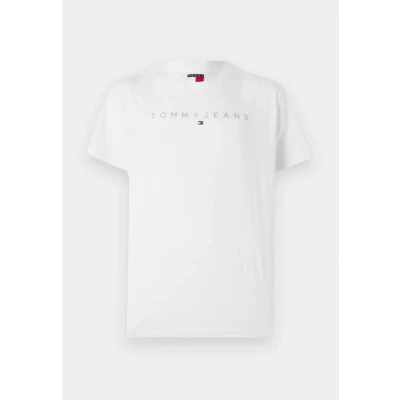 Abbildung von Tommy Jeans Linear LOGO TEE Tshirt basic, Herren, Größe: 44, Ecru multi