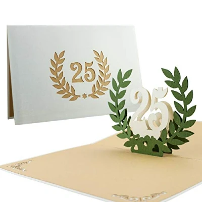 Abbildung von Diese Klappkarten 3D Pop Up Hochzeitskarte Hochzeitsgrußkarte für Frau Mann mit Umschlag PopUp Karte zur Hochzeit Geschenkkarte Motiv 25 Jahre Silberhochzeit