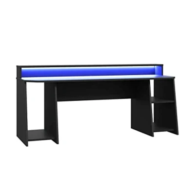 Abbildung von FORTE TEZAUR Gaming Schreibtisch, Holzwerkstoff, Schwarz matt, (B/H/T) 200 / 91,1 72 cm