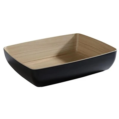 Abbildung von APS 84590 GN 1/2 Schale FRIDA, 32,5 x 26,5 cm, Höhe 7,5 Melamin, schwarz/Holzoptik