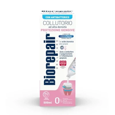 Abbildung von Biorepair, Mundwasser mit hoher Dichte, Schutz gegen Zahnfleischbluten, Hyaluronsäure und antibakterielles Zink, ohne Fluor, Alkohol Chlorhexidin, 500 ml