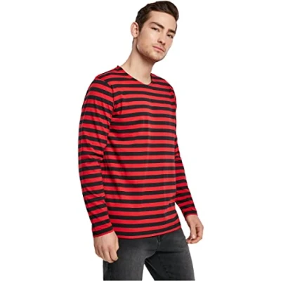 Abbildung von Urban Classics Stripe LS Langarmshirt, Herren, Größe: Medium, Red