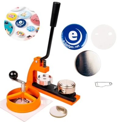 Abbildung von Buttonmaschine 45mm Pins Button Maker mit 100 Buttons Selber Machen Maschine Set Kreisschneider Europäisch gemacht Auswechselbare Größen Anstecker Buttonpresse