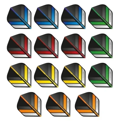 Abbildung von RED DRAGON Hardcore Stripes Auswahlpackung Extra Dicke Standard Dart Flights 5 Sätze pro Packung (15 insgesamt)