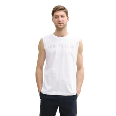 Abbildung von TOM Tailor TANK MIT LOGO Top, Herren, Größe: Small, White