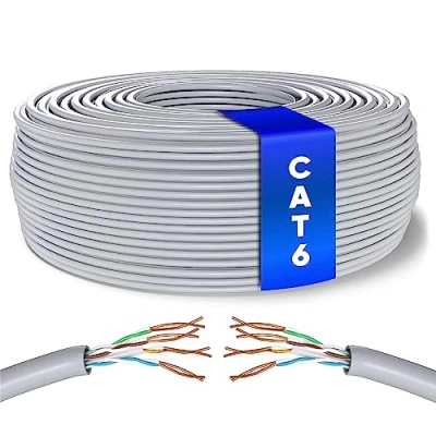 Abbildung von Mr. Tronic 100m Ethernet Netzwerkkabel Cat 6, LAN Für Schnelle &amp; Zuverlässige Internet, AWG24 Massenkabel 6 Bulk Kabel 1 Gbps, 250 MHz, UTP CCA (100 Meter, Grau)