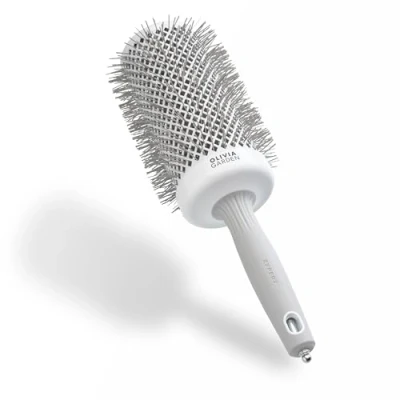 Abbildung von Olivia Garden Expert Blowout Speed Weiß &amp; Grau 65 Keramik Rundbürste mit extra langem Barrel für 25% schnellere Blowouts