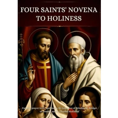 Abbildung von Four Saints&#039; Novena to Holiness: Catholic prayer St. Apollinaris, Lawrence of Brindisi, Bridget Sweden and Charbel Makhlouf