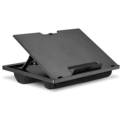 Abbildung von Navaris Laptop Tisch Ablage aus Kunststoff Bett Couch Unterlage für Tablet 37,6x28x5,8cm Laptopunterlage Laptopkissen 8 verschiedene Stufen Schwarz