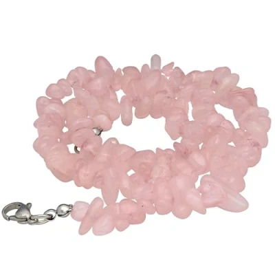 Abbildung von Lebensquelle Plus Rosenquarz Splitterkette Edelstein Kette 45 + 5cm Verlängerungskettchen aus 925er Silber Karabiner Verschluss