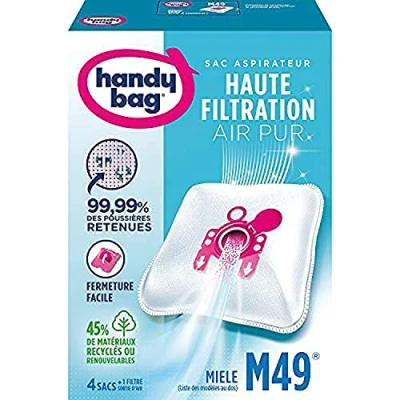 Abbildung von Handy Bag Staubsaugerbeutel, für Miele, luftdichter Verschluss, Filter Öko, M50 Miele und Daewoo 4 Sacs