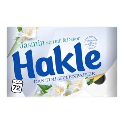 Abbildung von Hakle Toilettenpapier mit Jasminduft &amp; Dekor 72 Rollen, 3 lagiges Klopapier, 130 Blatt pro Rolle, WC Papier 60% recycelte Verpackung, FSC zertifiziert