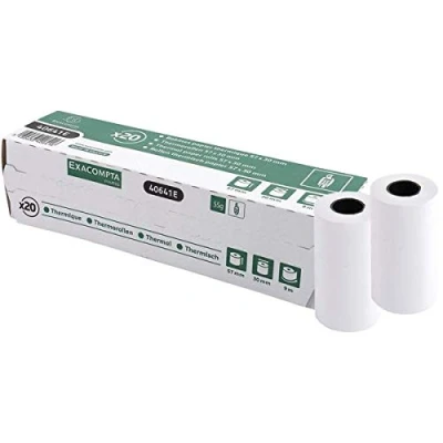 Abbildung von Exacompta 40339DE 10er Pack Thermorollen für EC Cash Geräte, 1 lagig, Breite: 57mm, Länge 18m, Durchmesser Kern: 12mm SEPA Lastschrifttext auf der Rückseite(deutsch) 55g/m² extra BPA frei
