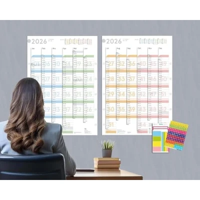 Abbildung von weekview Wandkalender Colour 2026, DIN A1 (2xA2h), abwischbar mit Wochenstruktur &amp; Feiertagen, Jahreskalender, 2026 12 Monate klarer Kalenderwoche