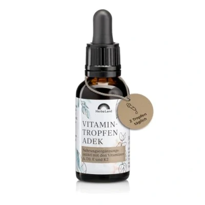 Abbildung von Herbaland Vitamintropfen ADEK Nur 2 Tropfen täglich Mit Vitamin A, D3, E &amp; K2 30ml