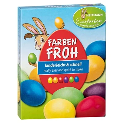 Abbildung von Heitmann Eierfarben Farben Froh 6 flüssige 1017049 Gelb, Orange, Rot, Grün, Blau, Pflaume 30 Milliliters