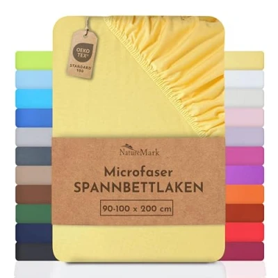Abbildung von NatureMark Mikrofaser SPANNBETTLAKEN zum Sparpreis! viele Größen und Farben Markenware (90x200 100x200 cm, gelb)
