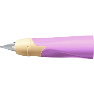 Abbildung von Rechtshänder Griffstück für ergonomischen Schulfüller mit Standard Feder M STABILO EASYbirdy Pastel in soft pink/apricot