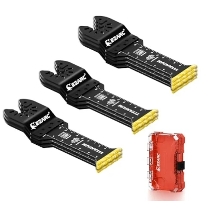 Abbildung von EZARC 10tlg Multitool Sägeblätter aus Titan, extra langes oszillierendes Zubehör Set, zum Schneiden von Metall, Holznägeln Multifunktionswerkzeug