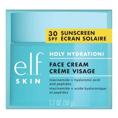 Abbildung von e.l.f. SKIN Holy Hydration! Face Cream, Broad Spectrum SPF 30 Sunscreen, Spendet Feuchtigkeit Und Macht Die Haut Geschmeidig, Ultra Hydratisierend, Vegan &amp; Tierversuchsfrei, 50 g