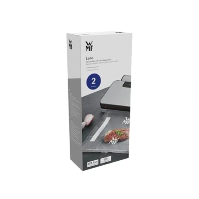 Abbildung von WMF Lono Vakuumierfolie 2 Rollen, Vakuumrollen für Vakuumiergerät, 600 x 30 cm, 4 lagige Folie, strukturierte / glatte Seite, bpa frei, transparent