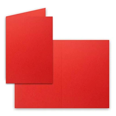 Abbildung von 50x Falt Karten DIN A6 in Rot Blanko Doppel 220 g/m²
