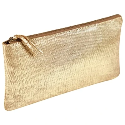 Abbildung von Clairefontaine 410037C Schlampermäppchen KLEO PATHRA Flach, aus Lammleder, 22 x 11cm, 1 Stück, Gold