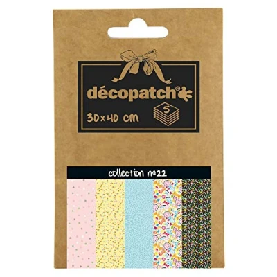 Abbildung von Decopatch Décopatch DP022C Déco Pocket No. 22 Packung mit 5 Blatt Papier 30x40cm, 1 Pack