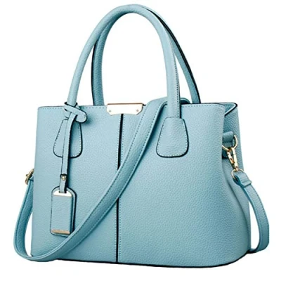 Abbildung von FiveloveTwo Dame Classy Satchel Handtasche Tote Griff Tasche Umhängetasche Hellblau