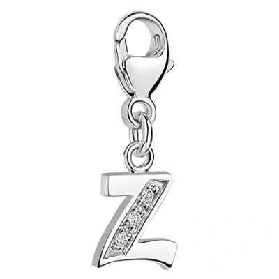 Abbildung von Materia Buchstabe Z Anhänger Silber 925 mit 3 Zirkonia Alphabet Charms C76