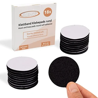 Abbildung von ECENCE 18x Klettband selbstklebend, rund Klettverschluss selbstklebend Klebepads für Wände, Boden, Türen, Auto, extra stark Schwarz