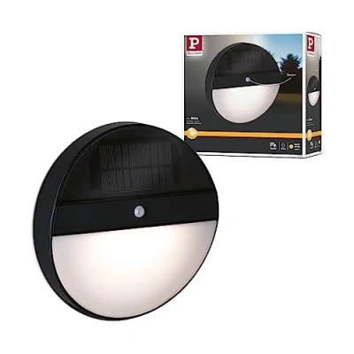 Abbildung von Paulmann 94264 LED Solar Outdoor Wandleuchte Elois rund incl. 1x1 Watt IP44 Außenbereich Anthrazit Kunststoff Solarlampe 3000 K