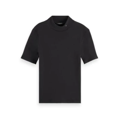 Abbildung von Scotch &amp; Soda CORE MOCK NECK RIB Tshirt print, Damen, Größe: Large, Black