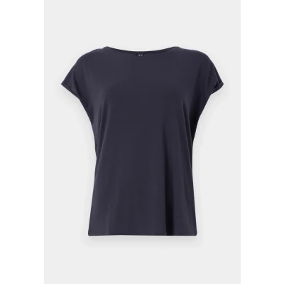 Abbildung von VERO MODA Damen Einfarbiges Stretch T Shirt Basic Rundhals Top Oberteil Tief Angesetzte Schultern VMAVA, Farben:Blau 2, Größe:M