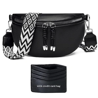 Abbildung von YISUOHOOM Kleine Umhängetasche Damen Crossbody Breiter Gurt Bauchtasche Stylisch Gürteltasche Grau Kreditkartenpaket senden