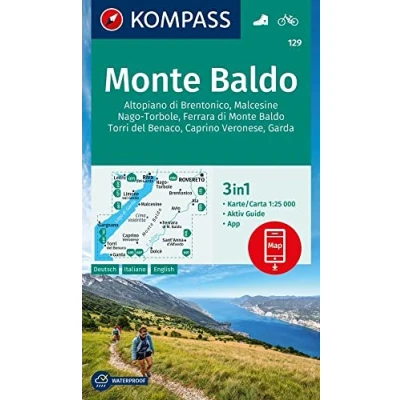Abbildung von KOMPASS Wanderkarte 129 Monte Baldo, Malcesine, Nago Torbole, Garda 1:25.000: 3in1 mit Aktiv Guide inklusive Karte zur offline Verwendung in der App. Fahrradfahren.