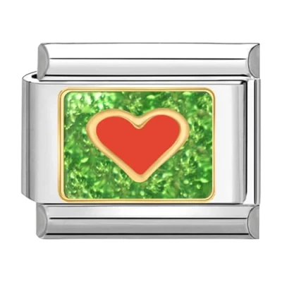 Abbildung von Quiges 9mm Italian Style Charm Modul Edelstahl Rotes Herz für Italienische Armbänder
