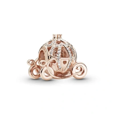 Abbildung von PANDORA Disney, Cinderella&#039;s Pumpkin Coach Charm in Roségold mit Bicolor (Sterling Silber und 14 Karat Gold) Cubic Zirkonia Steinen aus der Disney x Collection