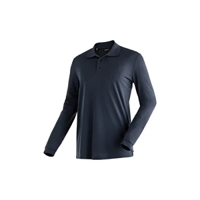 Abbildung von Maier Sports Herren Polo Shirt Ulrich L/S, Langarm piqué Polohemd, Schwarz, M