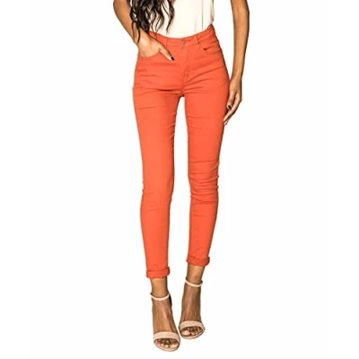 Abbildung von Nina Carter P109 Damen Skinny Fit Jeans High Waist Slim Hose Figurbetonte Stretch Jeanshose (Rostfarben (P109 7), L)
