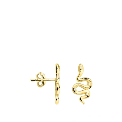 Abbildung von SOFIA MILANI Damen Ohrringe 925 Silber vergoldet/golden &amp; mit Zirkonia Steinen Schlangen Ohrstecker E2283